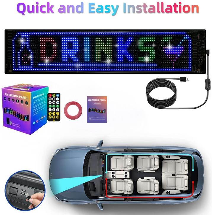 DAYBETTER Programmable Flexible LED Display - App-Controlled Color, Custom Text Pattern Animation Flexible Display for Store, Bar, Taxi, Party Advertising