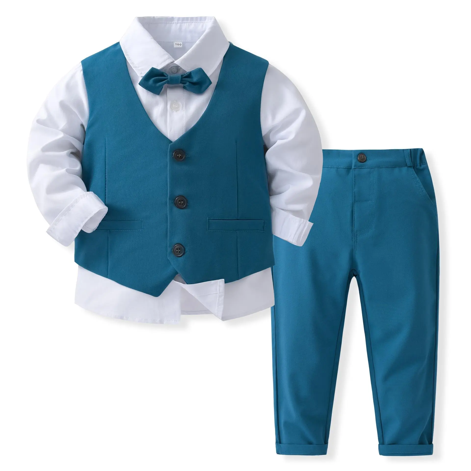 Boys' 4-Piece Formal Suit Set - Includes Pants, Vest, and Additional Pieces - Children's Wedding Clothing, 4-Piece Boys' Suits