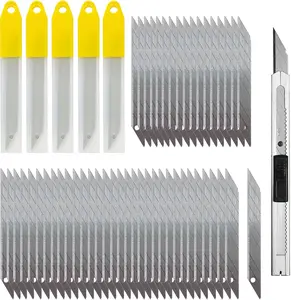 mm Utility Knife Blades Replacement,  Pcs SnapOff Blades with a Retractable Utility Knife, Carbon Steel Blades For Vinyl Knife, Box Cutter, Craft Knife, Use in Office, Home, Arts, Crafts