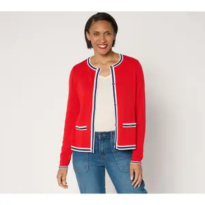 Joan Rivers Button-Front Sweater Cardigan with Tipping