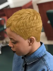 Pixie Cut Human Hair Silky Wigs Burgundy, Machine Made Short Straight Layered Wig for Women, Natural, Daily Party Cosplay Gift Use