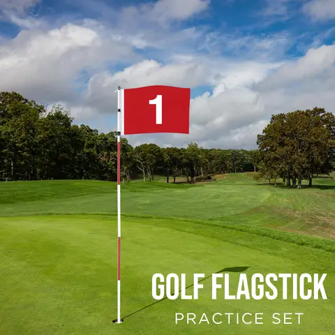 KINGTOP 6ft Golf Flagstick - 5-Section Portable Pin with Fadesafe 420D Nylon Flag, ABS Hole Cup, Click-Lock Design Joint for Backyard Practice, Beach Outings & Easy Assembly