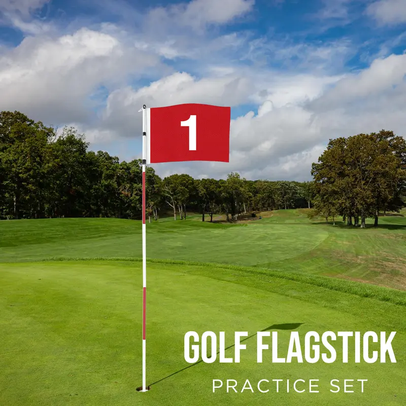 KINGTOP 6ft Golf Flagstick - 5-Section Portable Pin with Fadesafe 420D Nylon Flag, ABS Hole Cup, Click-Lock Design Joint for Backyard Practice, Beach Outings & Easy Assembly