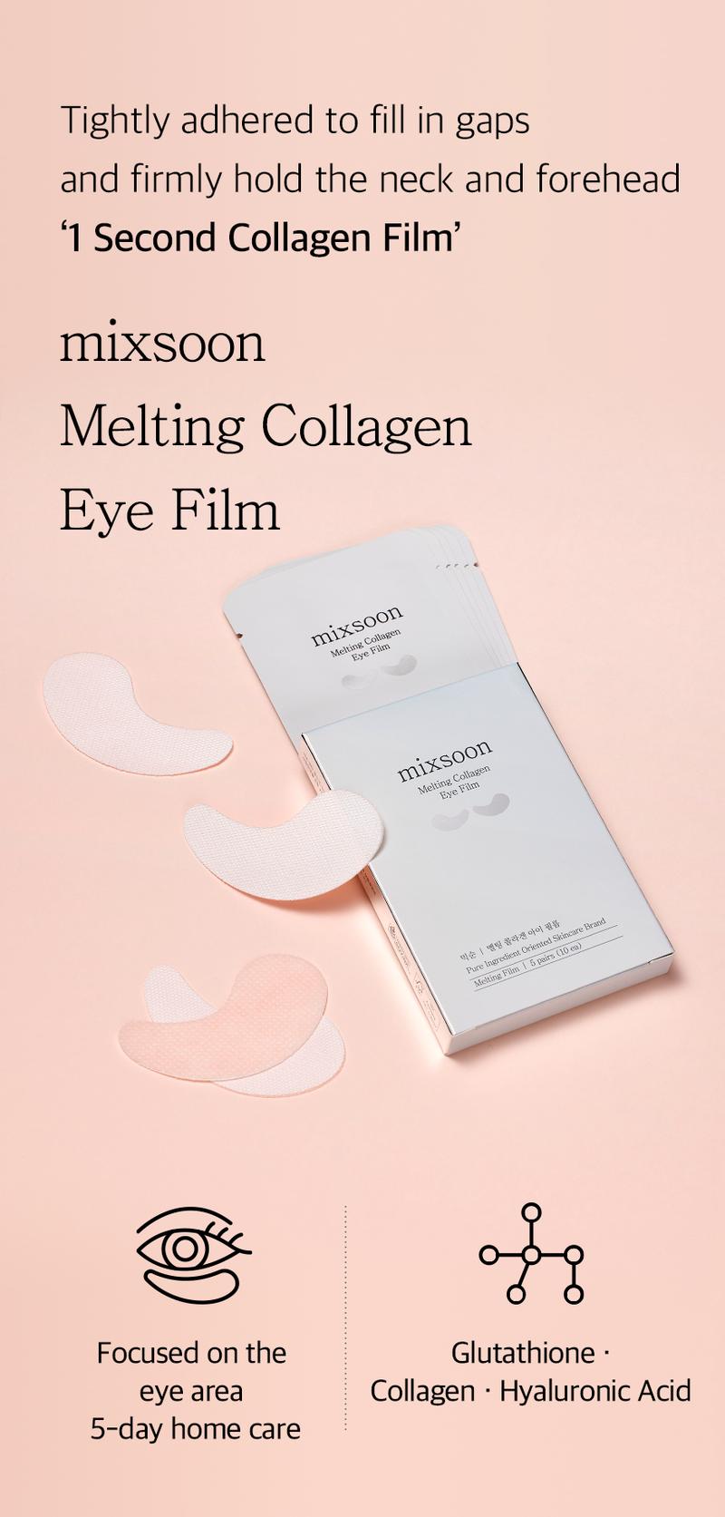 [mixsoon Official Shop] Melting Collagen Eye Film 5 pairs (10ea) - Smooth & Firm Collagen Eye Film, Korean Skincare for Glass Skin