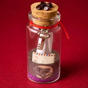 Wish Jar - Clear Glass Bottle with Cork Stopper and Red Ribbon for Gift Ideas and Creative Projects