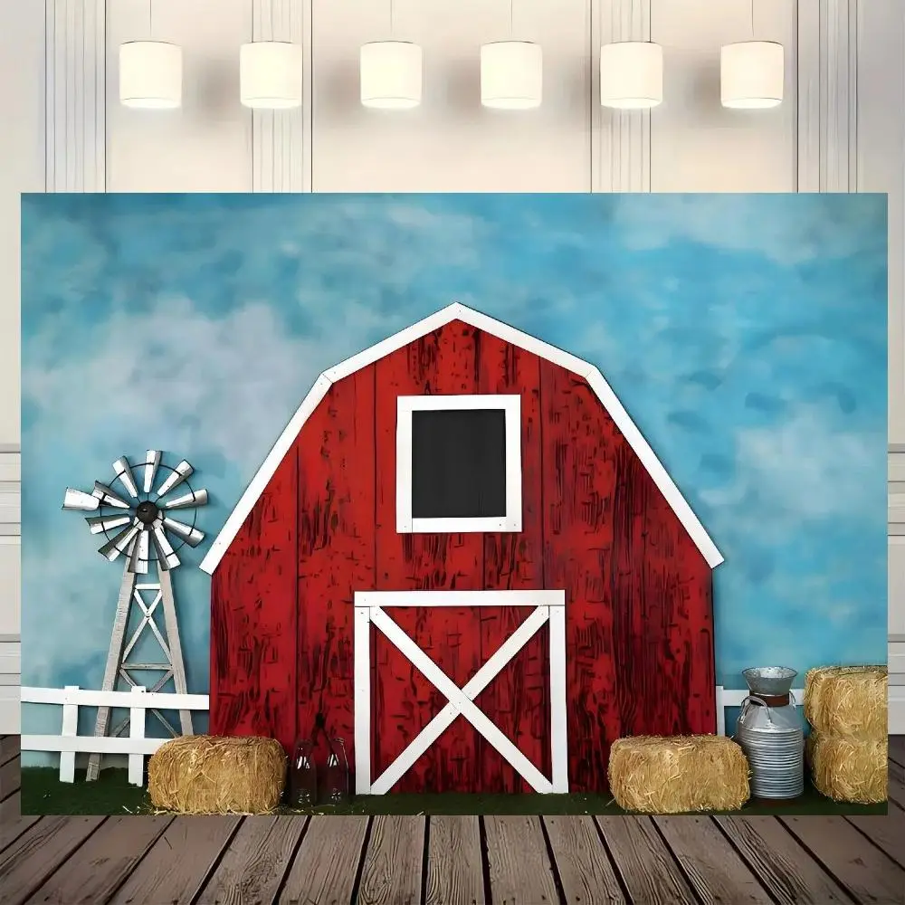 Farm Barn Pattern Backdrop, 1 Count Retro Farm Barn Background Banner, Wall Decoration, Photography Background, Perfect for Curtains and Tablecloths, Ornaments