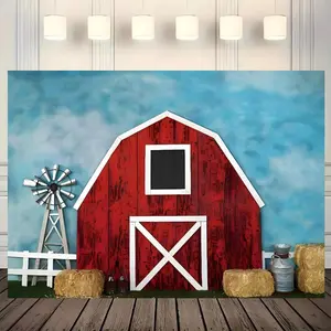 Farm Barn Pattern Backdrop, 1 Count Retro Farm Barn Background Banner, Wall Decoration, Photography Background, Perfect for Curtains and Tablecloths, Ornaments
