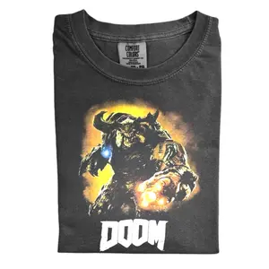 DOOM Slayer Comfort Color, Retro FPS Horror Gamer Tee, Demon Slayer Video Game Shirt, Gift for Men, Gift for Women, Crew Neck T-shirt, Trending T-shirt