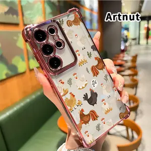 Phone Case Compatible with Samsung Galaxy S23 Ultra S24 Plus S25 S22+ FE Edge Chicken Symphony Pattern Anti-drop Durable Total Protective Shockproof Transparent Cover Casing