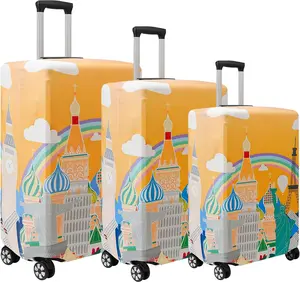 Landmark Scenery 3 Pieces Luggage Covers For Suitcase Tsa Approved 20 24 28 Inch Elastic Protector Anti Scratch Travel Fits 19 28 Inch Luggage S M L