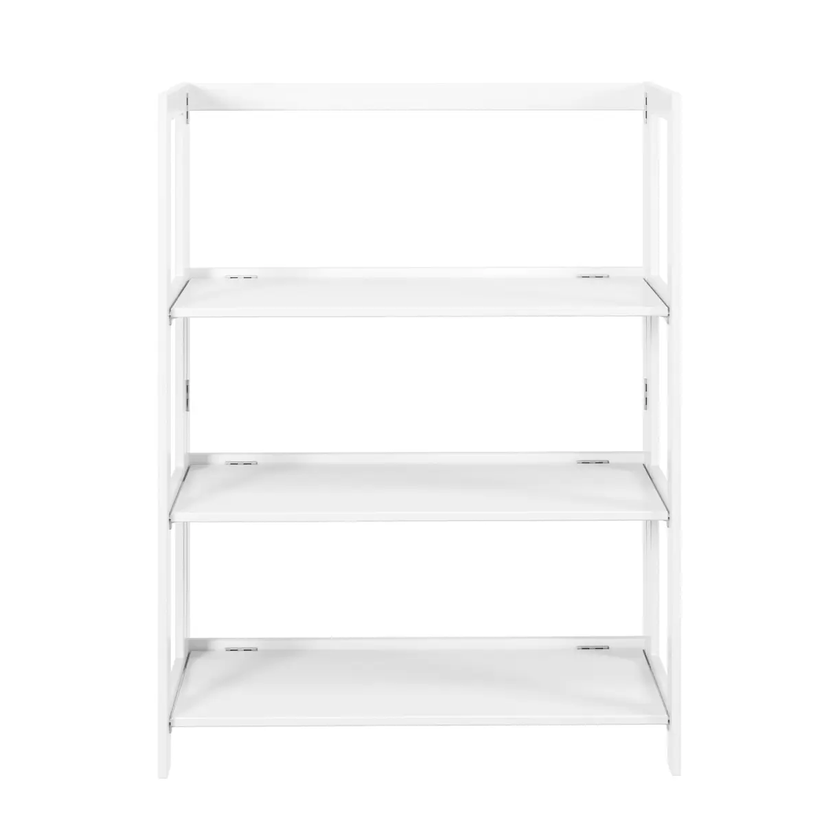 Jela USA 47933 Solid Wood 3-Shelf Folding Bookcase - White, No Drilling Solutions Indoor Furniture Shelf & Rack