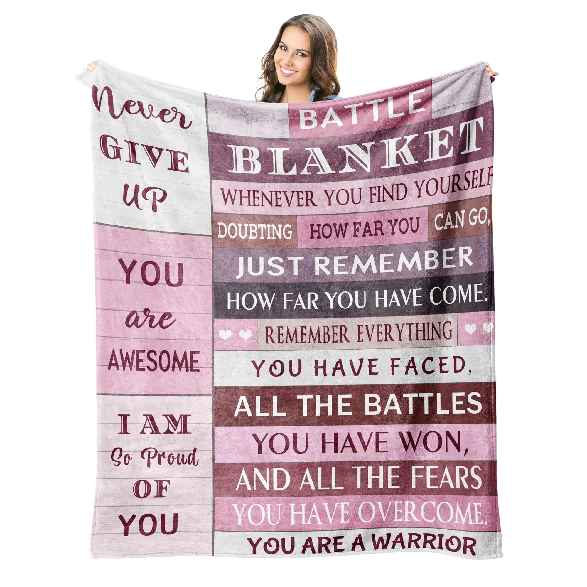 Cancer Care Gifts for Women Blanket 60"X50", Breast Cancer Gifts for Woman, Chemotherapy Must Haves for Women, Cancer Comfort Gifts Chemo Patients Throw Blankets