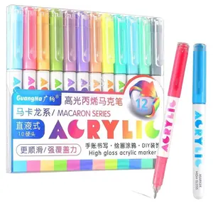GuangNa High Gloss Acrylic Markers, Art Pen Marker,1mm  Bullet Nib Acrylic Paint Pens,Bright Colors,Big Capacity ink,Wide Range of Uses,For Rock Painting, Canvas, Wood, Glass, Ceramic, Fabric, Plastic, Egg,Gift For Back To School, Acrylic Markers Set