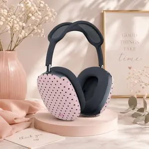 Personalized Pink Polka Dot AirPods Max Case, Custom Initial Monogram Headphone Cover, Cute Girly AirPods Max Skin, Aesthetic Gift for Her