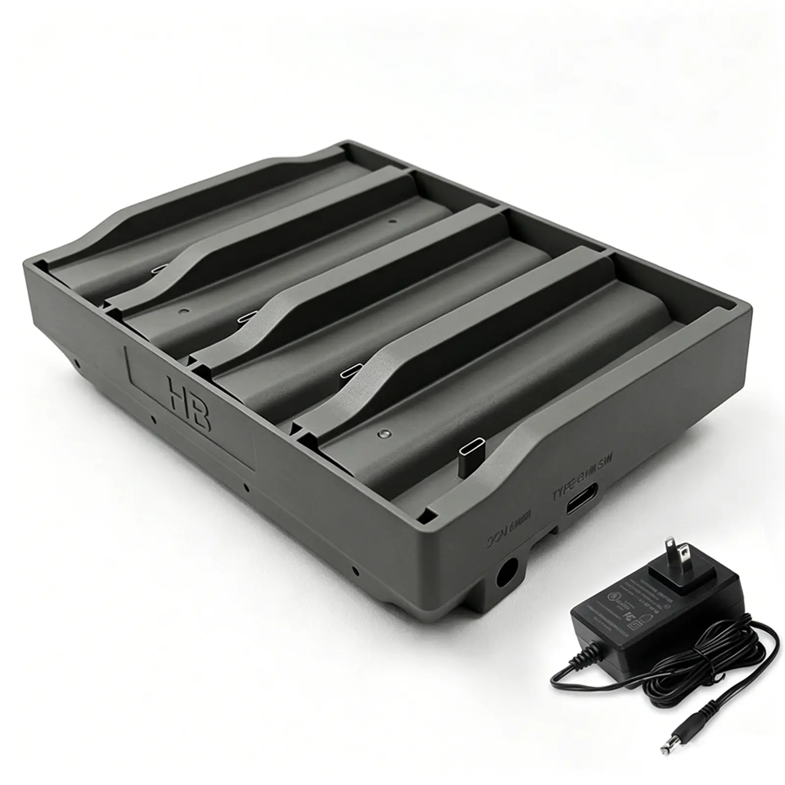4-Slot Portable Lithium Cartridge Battery Charger for TACTACAM Reveal EM6, Ultra, X, XB, XPro Trail Cameras, 12V 5A Fast Charging, LED Charge Status Display, Rechargeable Tactacam Series Accessory