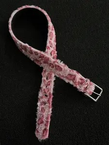 Leopard Print Fleece Fashion Belt Vintage Unique Versatile High-Quality Needle Buckle Clothing Accessory, Stylish and Comfortable