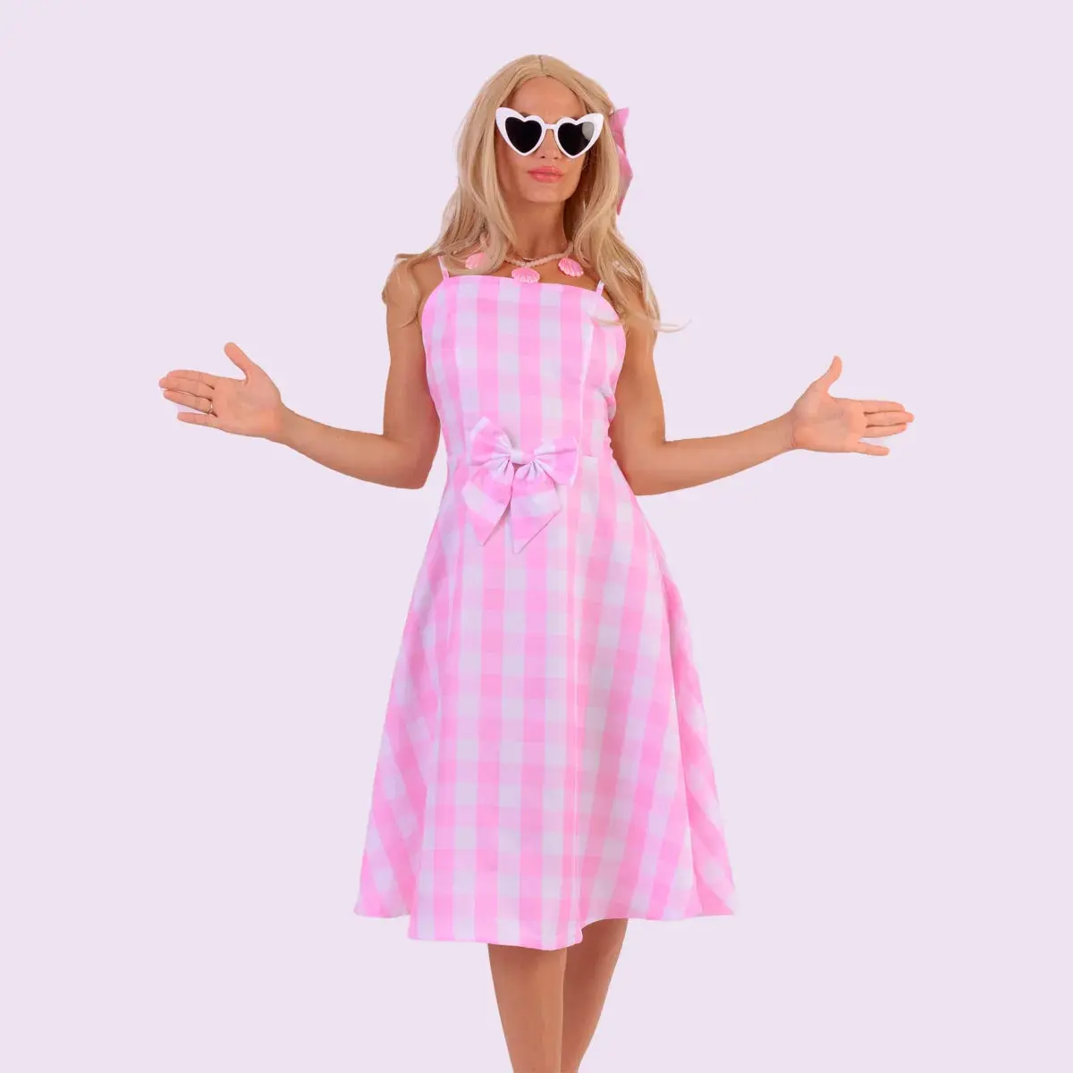 Fashion Plaid Pink Dress Set Outfit