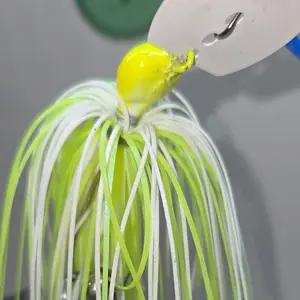 #B059 3/8 oz Deluxe Bladed Flipping Bass Jig in Chartreuse & White