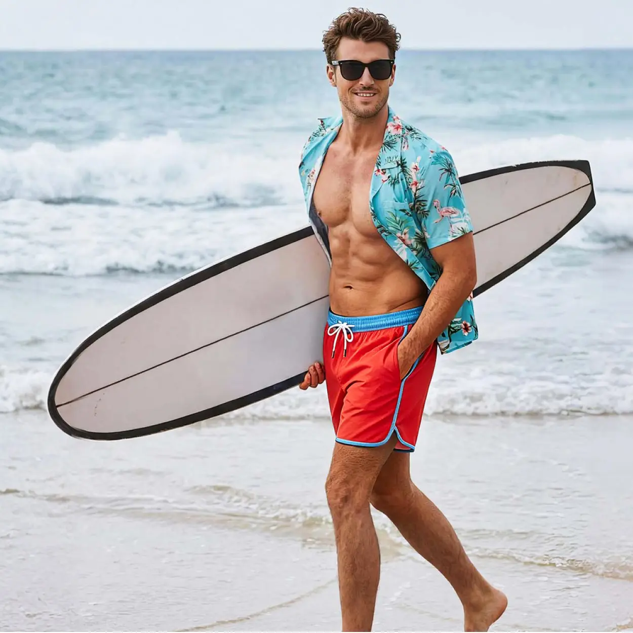 Surfcuz Swim Trunks with Compression Liner 5 Inch Bathing Suit Zipper Pockets Quick Dry Active Shorts
