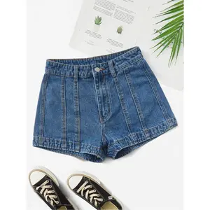 Women’s denim shorts, cuffed denim shorts, casual button-fly summer shorts, basic fashion women’s bottoms for everyday wear, womenswear, chic casual shorts, loose-fit shorts, comfortable casual shorts
