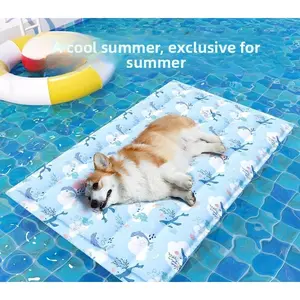 Dogs Cats Summer Cooling Bed Mat Ice Pad Anti-Slip Pet Sleeping Mat for Heat Relief Soft Comfortable Pet Ice Bed for Indoor Use