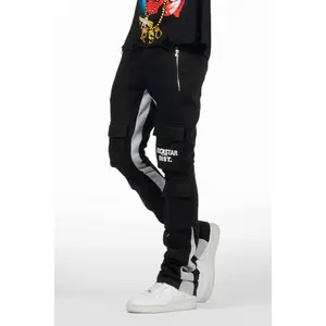 Antoon Black Stacked Flare Track Pant