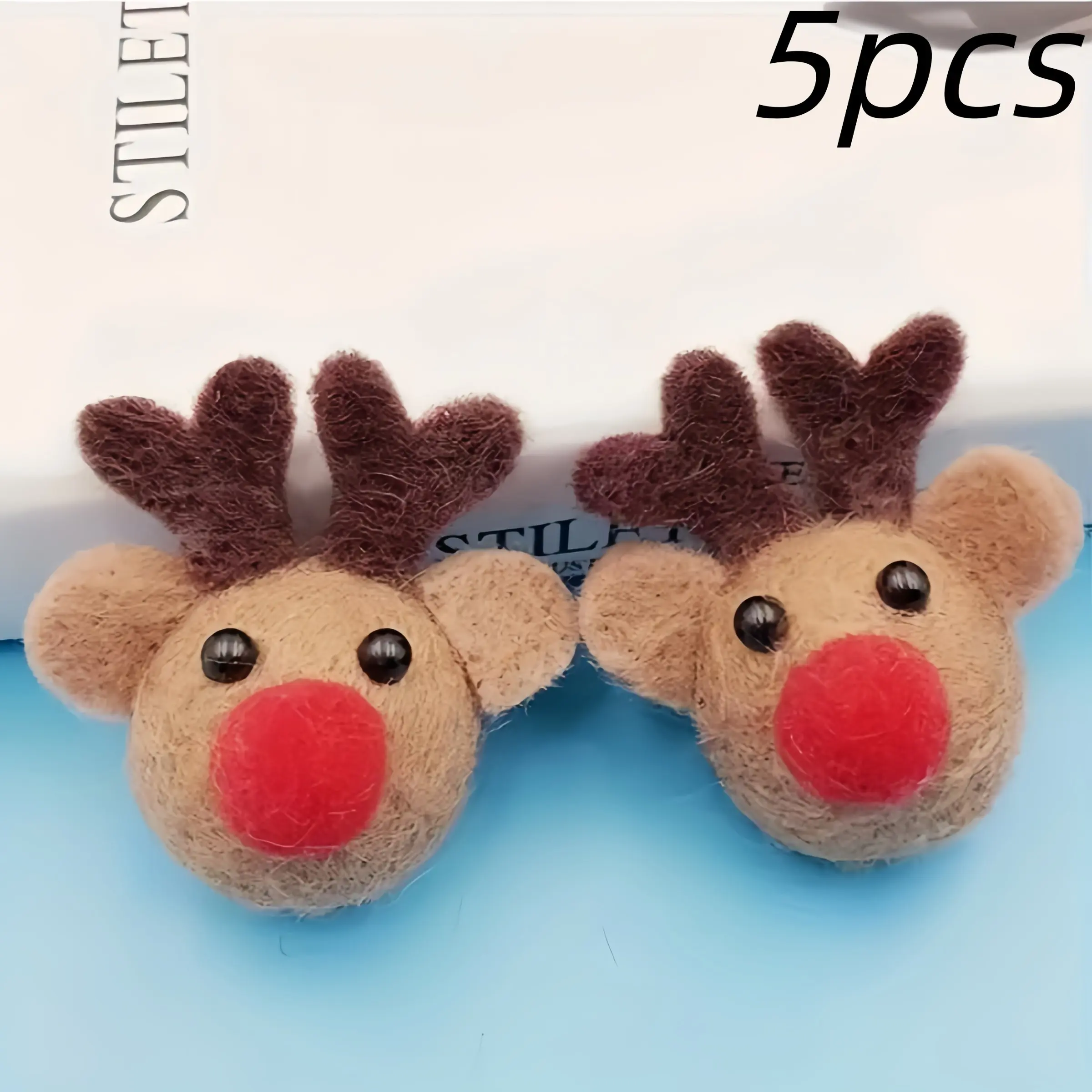 Cute Felt Reindeer Statues Set of 5, Soft Plush Reindeers with Noses, Perfect Christmas Party Decorations, Table Centerpieces, Home Decor Ornaments & Home Decor