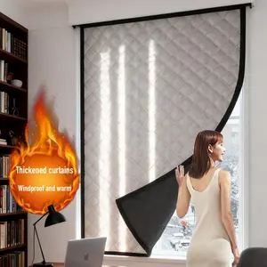 Windproof Insulated No-Drill Easy Install Curtain Set, Classic Durable Waterproof, Ideal for Bedroom Living Room Office, One Piece