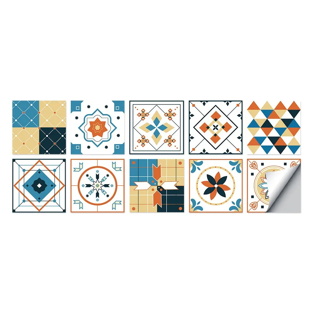 10 Sheets Creative Patterned Wall Stickers, Waterproof and Easy to Apply, Suitable for Kitchen, Living Room Walls or Home Surface Decoration, 3.94in x 3.94in,5.91in x 5.91in,7.87in x 7.87in##TOP PICKS