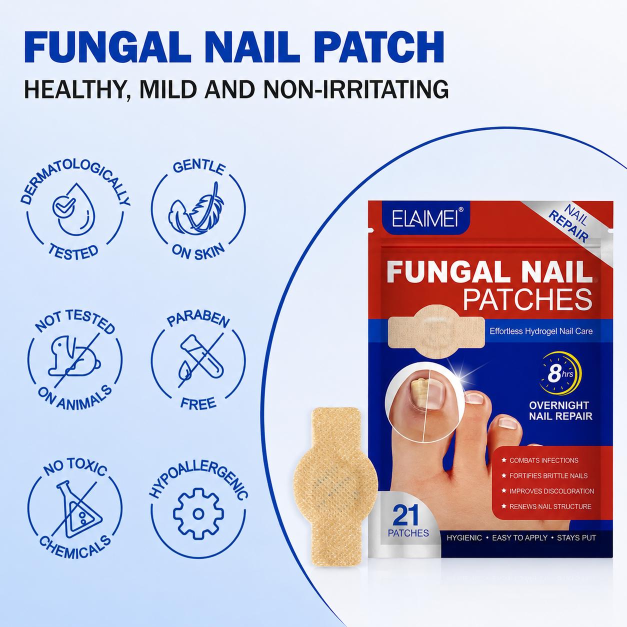 21 Count/bag Nail Health Care Patches,Toenail Fungus Treatment Extra Strength,Nighttime Nail Repair for Damaged,Fungal Nail Patches,Discolored Nails,Nail Health Care Patches,Suitable for Solving Fungal Nails and Other Nail Problems.