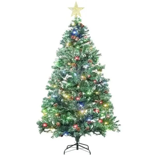 Garvee 6.5ft Christmas Decorations Full Artificial Christmas Tree Star Topper with 80 Pine Cones & Tree Topper - Premium PVC Branch Tips for Spacious Living Room, Grand Foyer and Holiday Event Display