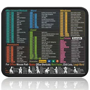 Office Mouse Pad with Windows & Office Shortcuts – Word, Excel, PowerPoint Cheatsheet, Excel Formulas Reference | Ergonomic Desk Mat | Work Smarter, Not Harder!