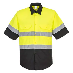 PORTWEST® High Visibility Short Sleeve Button Up Shirt - Two Tone - ANSI Class 2 - E067