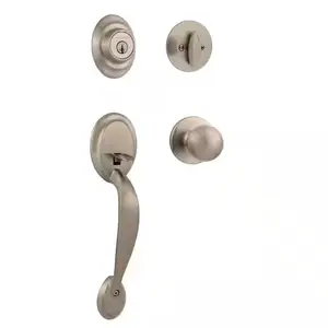 Kwikset Dakota Satin Nickel Single Cylinder Door Handleset with Polo Door Knob, SmartKey Security, (New)