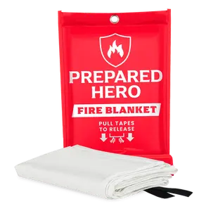 Prepared Hero Emergency Fire Blanket - Pull Tapes to Release - Fire Safety Gear for Home & Office