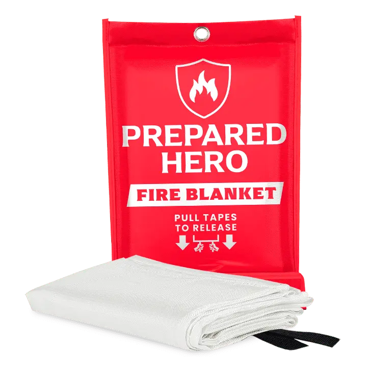Prepared Hero Emergency Fire Blanket - Pull Tapes to Release - Fire Safety Gear for Home & Office
