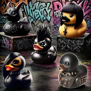 Car dashboard decoration Gothic Satan duck car decoration, Cyberpunk rubber punk duck, funny duck statue gifts for friends, collectors stay gifts, as car decoration.