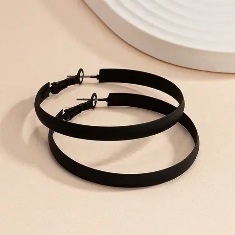 Plain Color Hoop Shape Earrings (1 Pair), Hoops Shape Earrings, Flat Pierced Jewelry, Casual Jewelry for Women, Fashion Jewelry for Party, Daily Clothing Decor, All-match Jewelry for Birthday Gift
