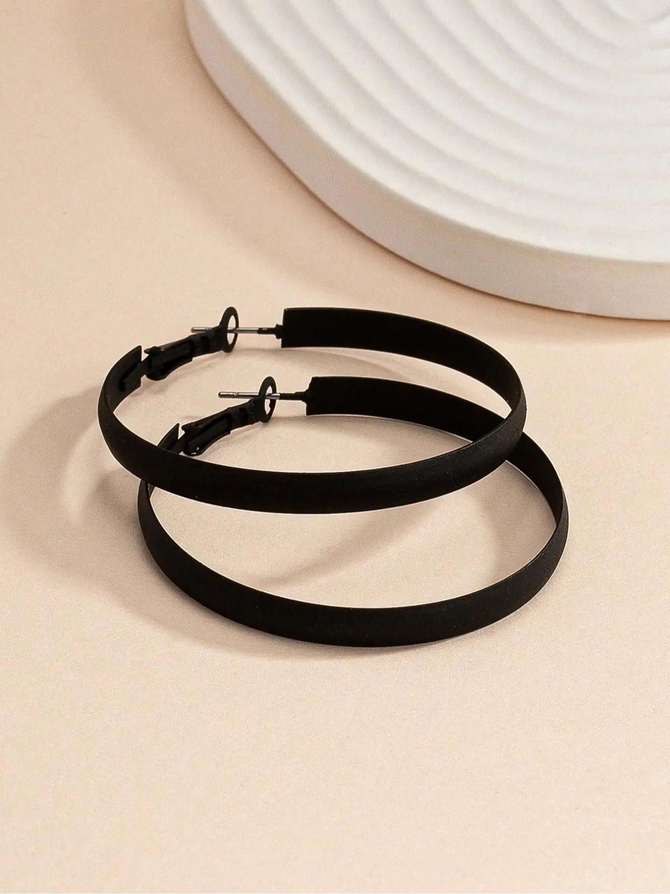 Simple Plain Color Hoop Earrings (1 Pair), Flat Pierced Jewelry, Casual Jewelry for Women, Fashion Jewelry for Party, Daily Clothing Decor, Trendy All