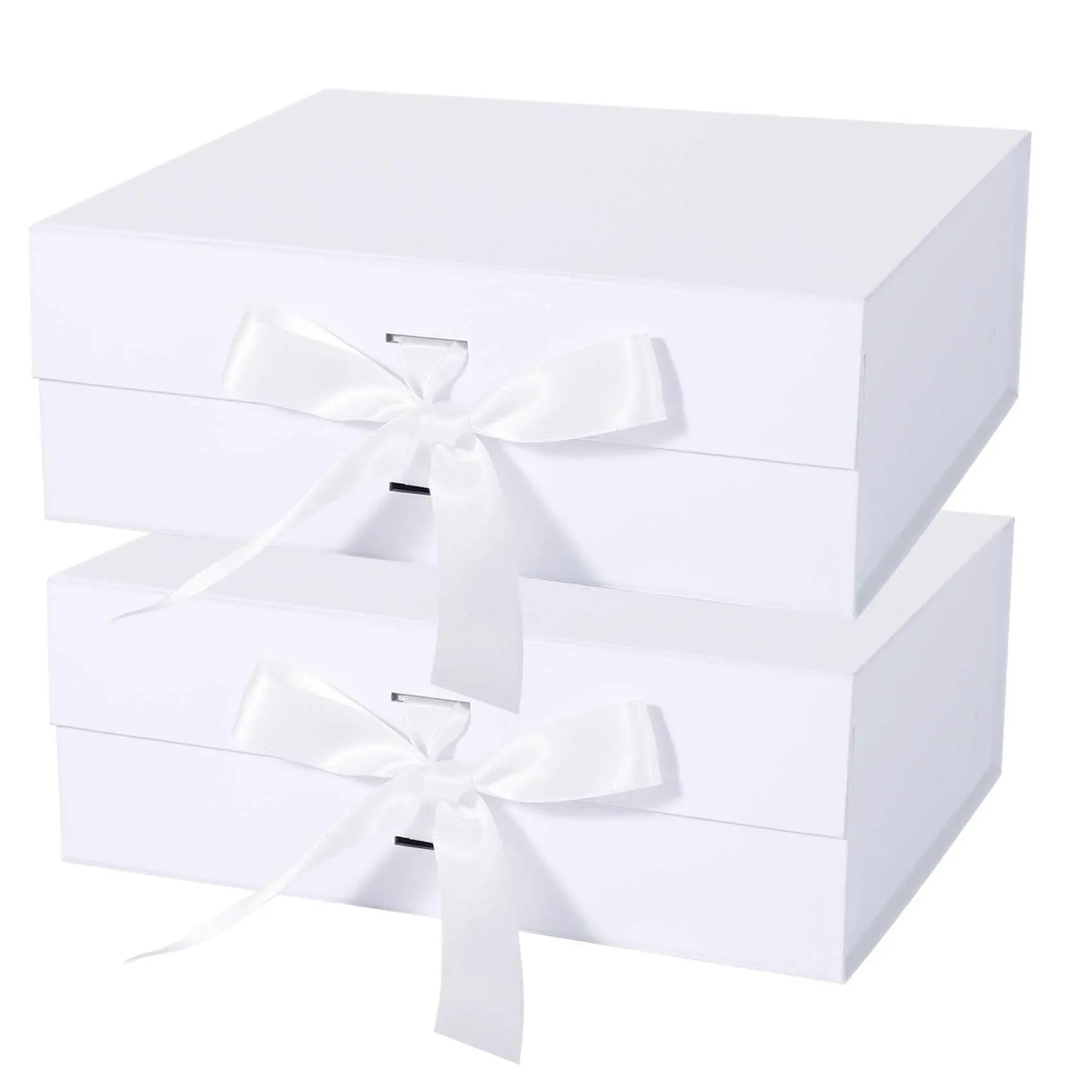 2 Pcs Gift Boxes with Lids, 10.2*9*3.74 Inch Gift Box for Presents, Bow Gift Box with Cover and Magnetic Buckle, for T-Shirts, Gloves, Scarves, Books, Toys