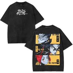 Samurai Champloo Lightweight Acid Washed Tee, Mugen,Jin,Fuu Kasumi Unisex T-Shirt, Gift For anime lover Menswear Top shirts men, Graphic tee, Streetwear Crewneck designer Apparel Classic HWI