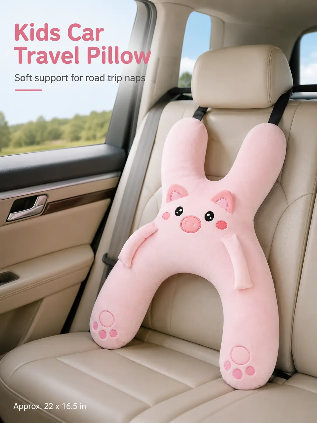 Car Travel Pillows for Kids and Adults, H-Shaped Neck Support Pillows Designed for Long Road Trips, Cute Animal-Shaped Backseat Pillows for Kids—Perfect Gifts for Children’s Day and Birthdays