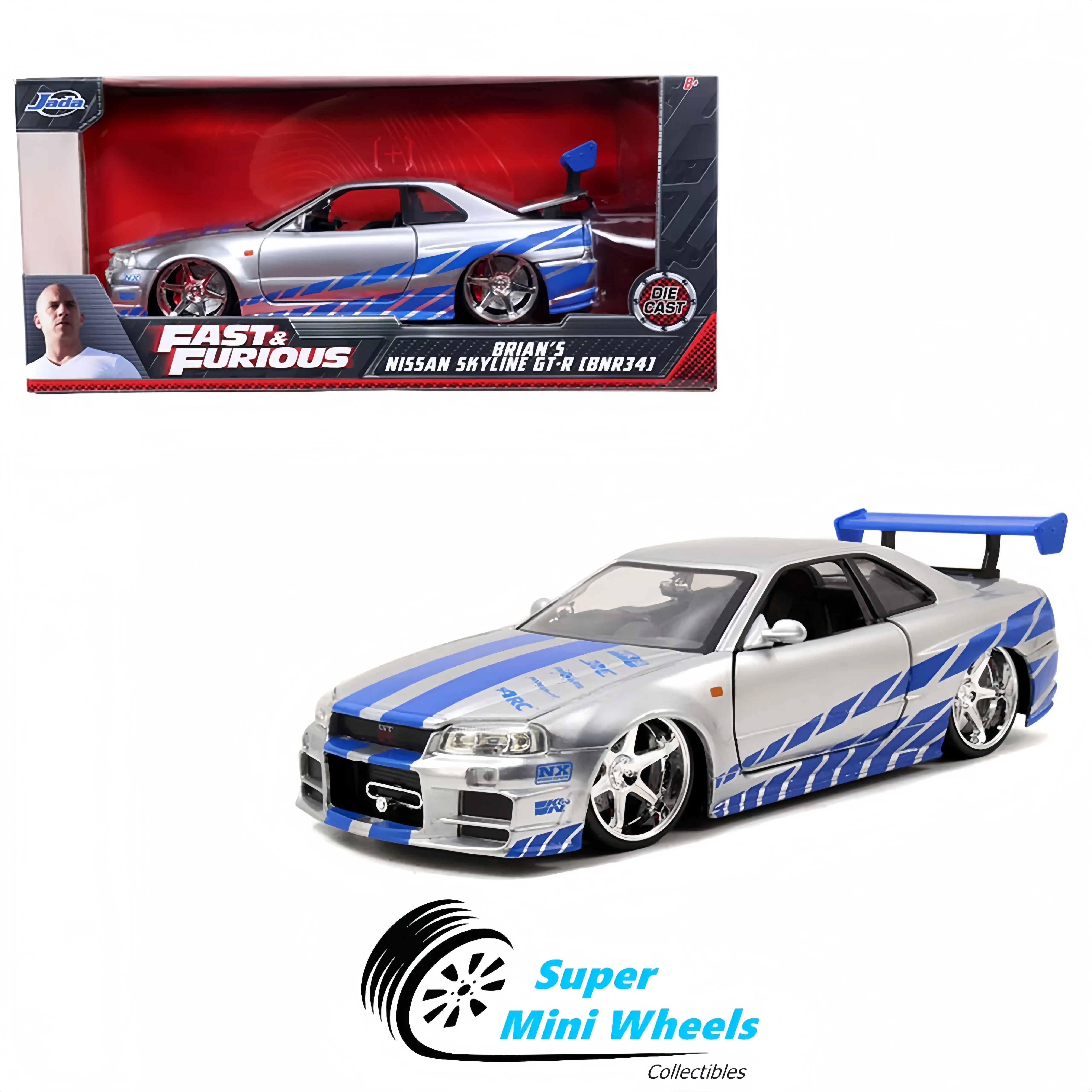 Jada 1:24 Fast & Furious Brian’s 2002 Nissan Skyline GT-R R34 #97158 Jada 1:24 Fast & Furious Brian’s 2002 Nissan Skyline GT-R R34 #97158