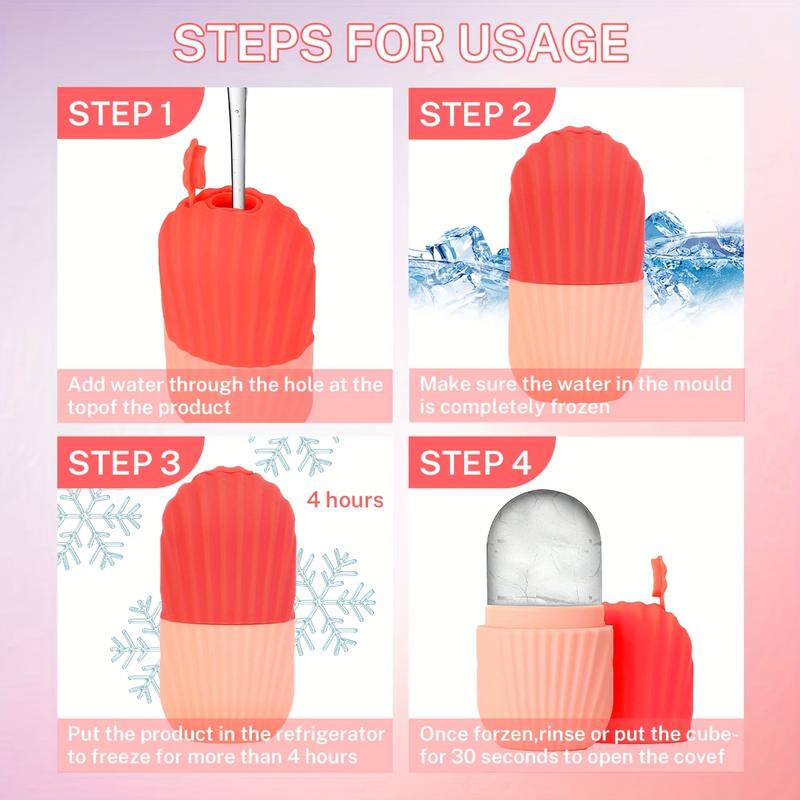 1-piece massage roller set includes 1 ice roller, 1 storage bag, 1 gua sha pad (for glowing skin), silicone ice roller mold (for relieving face and eye puffiness), and reusable skin care tools