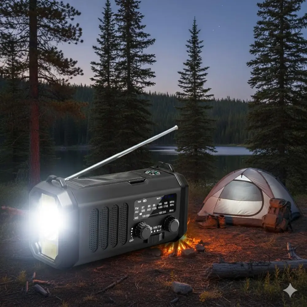 Emergency Solar Crank Radio: 10000mAh Power Bank, AM/FM, Type-C Fast Charge, SOS Beacon & Flashlight. Must-Have Survival Gear for Camping, Hiking, Outdoor Adventures.