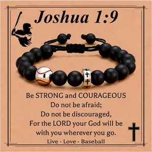 Baseball/Basketball/Football/Soccer Bracelet for Boys  Beaded Bracelet Gifts for Son Grandson Players Team Fan ,First Communion Christian Graduation Gifts for Teens Boys