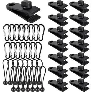 45pcs, Tarp Clips, Tarp Clips Heavy Duty, Tie Downs, Heavy Duty Lock Grip, Fasteners, Tent Clips Accessories,Clamps, Bungee Cords with Clips,Suitable for Camping Tents and Swimming Pool Covers