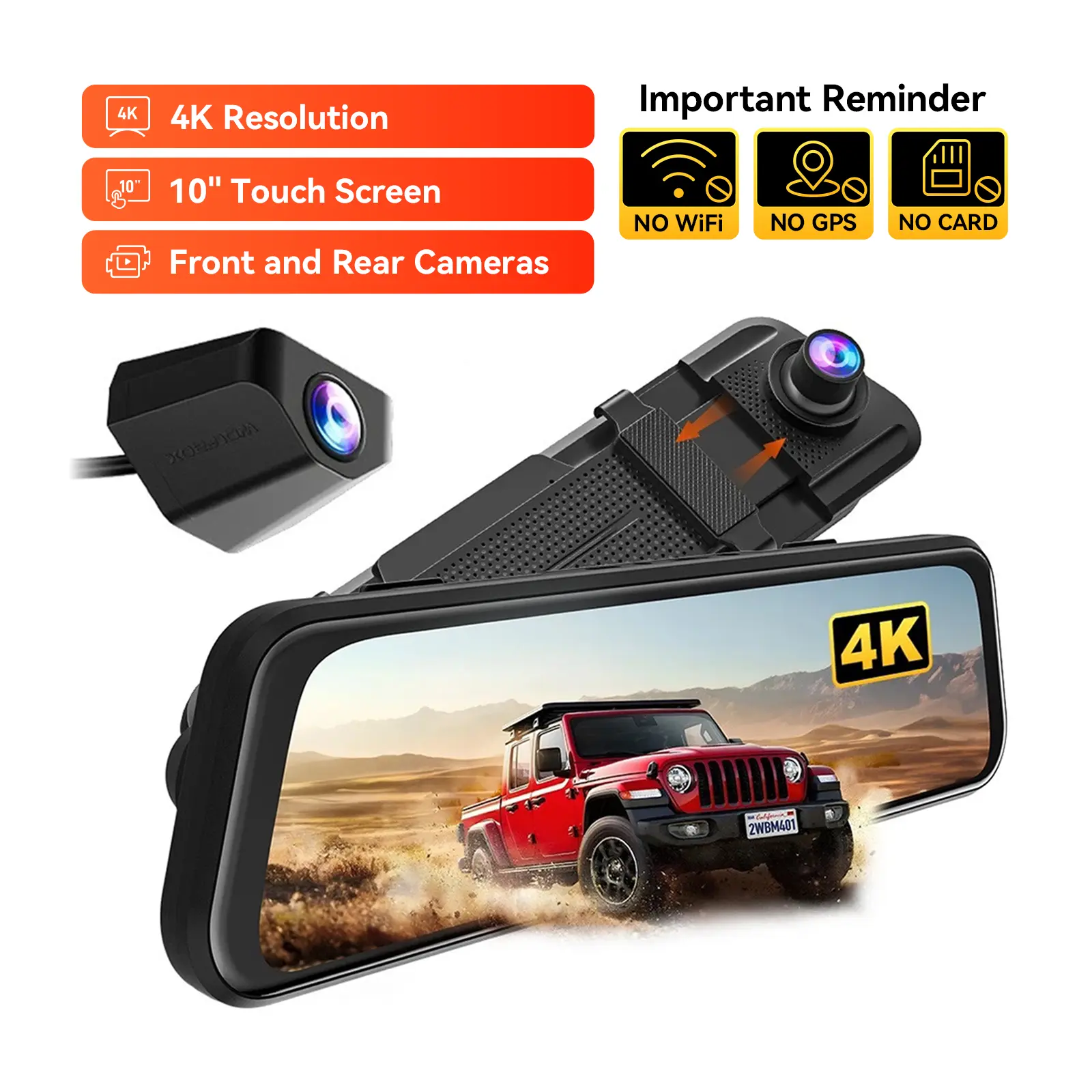 WOLFBOX M40Lite 4K Mirror Dash Cam 10" Touch Screen Front & Rear Camera with for Enhanced Driving Safety HolidayHaul WOLFBOX M40Lite 4K Mirror Dash Cam 10" Touch Screen Front & Rear Camera with for Enhanced Driving Safety HolidayHaul