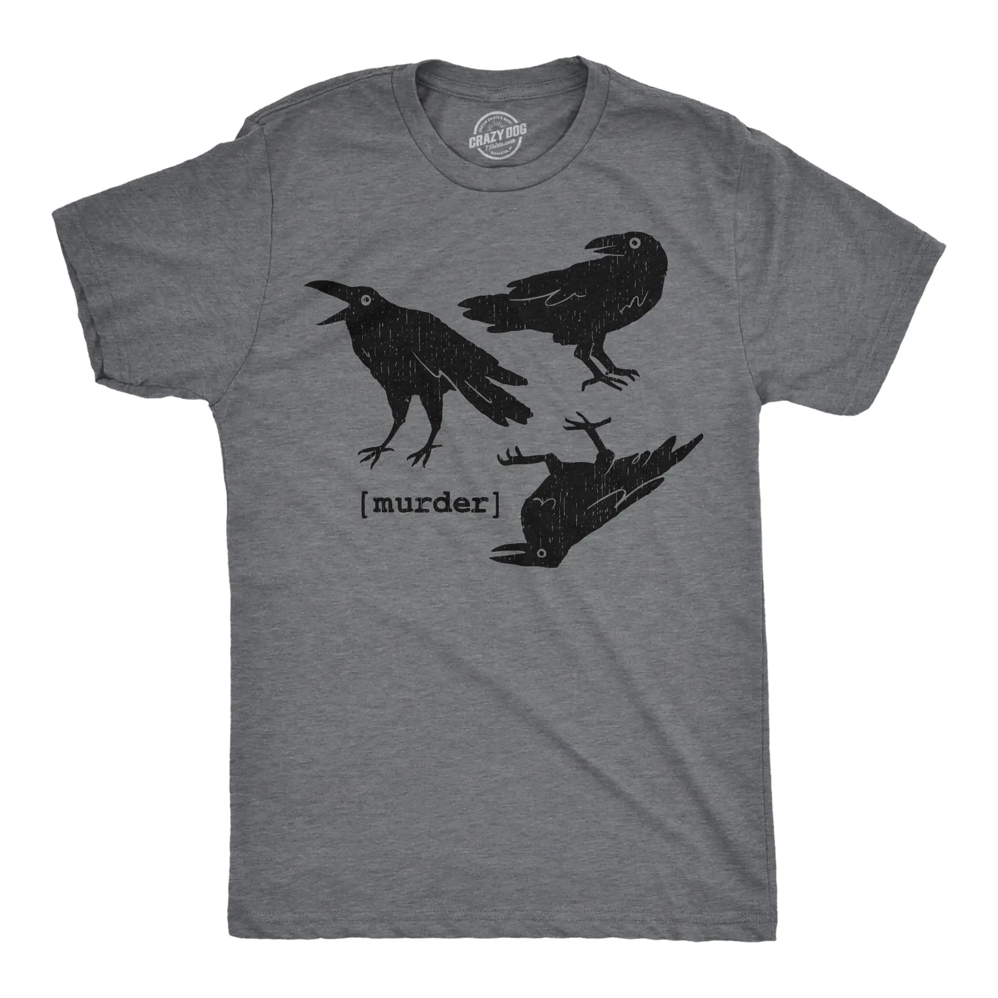 Mens Funny T Shirts Murder Crows Sarcastic Halloween Raven Graphic Tee for Men Mens Funny T Shirts Cool Vintage Fashion T-Shirt Gift Classic Menswear Halloween Apparel for Men Funny Sarcastic Short Sleeve Dark Grey
