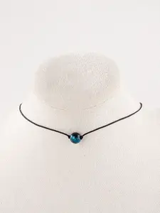 Blue Tiger Eye Stone Clavicle Necklace, Natural Eagle Eye Stone Pendant, Simple Fashion Design, Anxiety Relief, Emotion Stability, Holiday Gift, Minimalist Chain Necklace